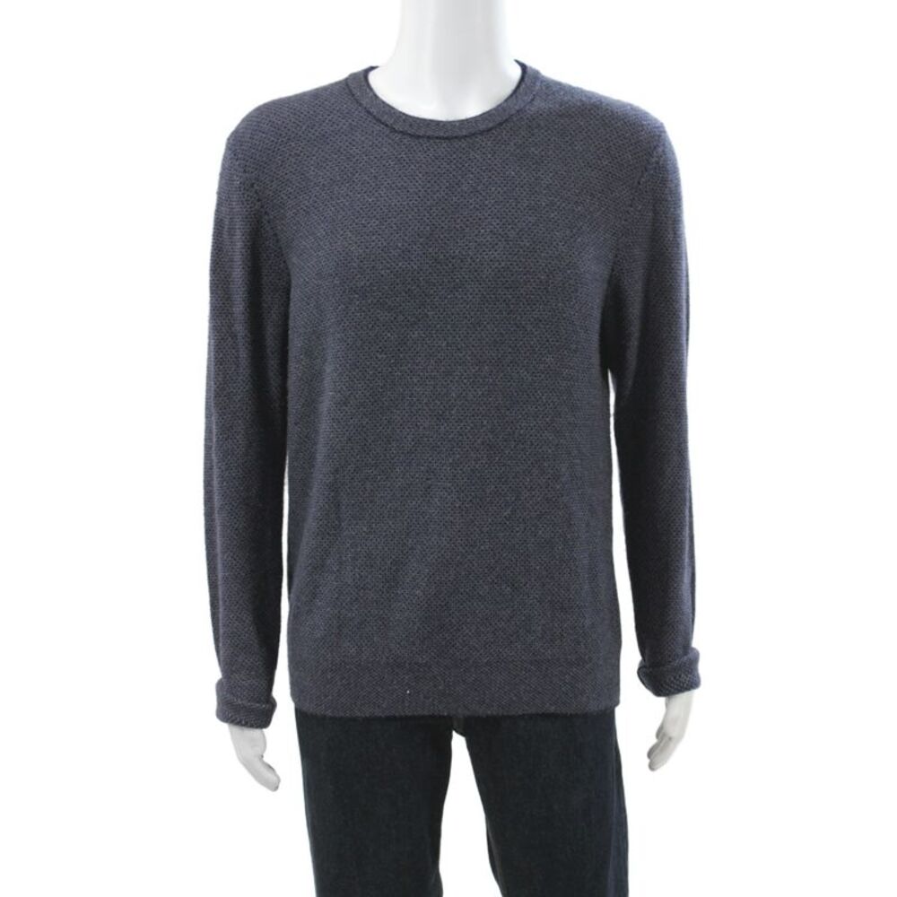 The Men's Store at Bloomingdale's Men Pullover Blue Geometric Wool Size L